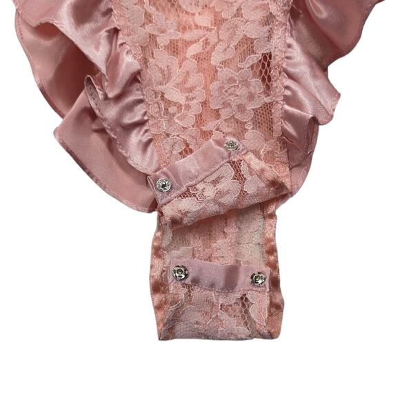 Victoria's Secret Vintage Gold Label Coral Pink Medium Teddy Lingerie Bodysuit - Picture 15 of 16